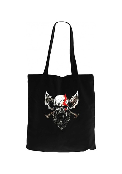 God Of War Skull Kratos Siyah Kanvas Bez Çanta Siyah