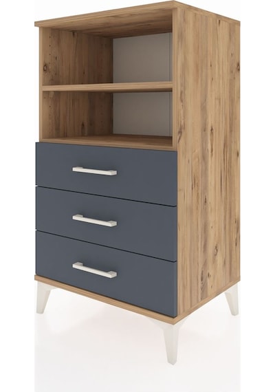 Hyperion Komodin 2 Raflı 3 Çekmeceli 60x44x106 Çam-antrasit Atlas Çam