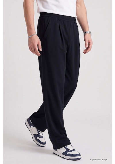 TOMMYLIFE Lacivert Rahat Form Erkek Palazzo Pantolon - 82199