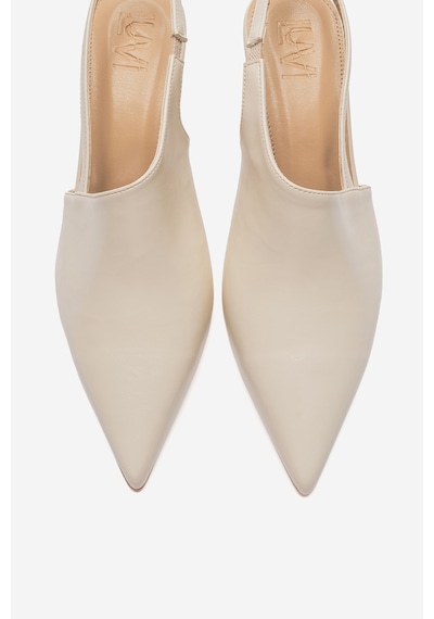 Luvi Shoes Yarel Ekru Cilt Kadın Topuklu Ayakkabı