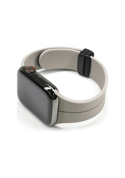 Ally Apple Watch Uyumlu 7-8 45mm 6-5-4 44mm Watch Ultra 49mm Manyetik Uçlu Silikon Kayış Kordon 3-2-1 42mm-