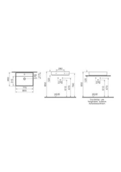 VitrA Archiplan Lavabo 7415b003-0001 Tek Armatür Delikli - Su Taşma Delikli - Beyaz Diğer