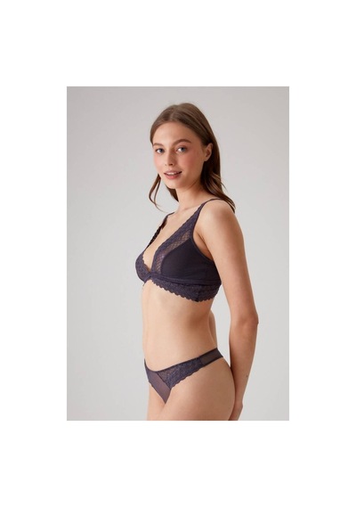 Pierre Cardin Dantel Detaylı Bralet Sütyen Takım Koyu Mürdüm 001