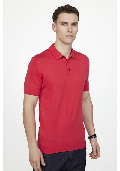 Tudors Erkek Slim Fit Dar Kesim Pamuklu Örme Triko Pembe Polo Yaka Tişört-27350-Pembe