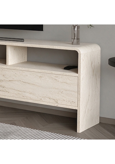 İnarch Dizayn Onda 2 Kapaklı Tv Sehpası - 160 Cm Modern Depolama Üniteli Tv Konsolu Traverten İnarch Dizayn Onda 2 Kapaklı Tv Sehpası - 160 Cm Modern Depolama Üniteli Tv Konsolu Traverten