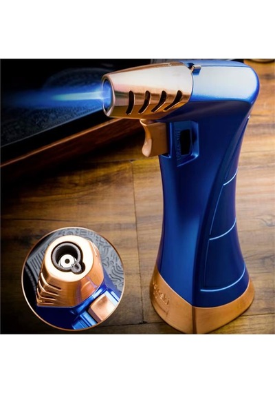 Lubinski New Design Çok Fonksiyonlu Tek Torch Büyük Masa Tipi Puro Çakmağı Blue Lb-119