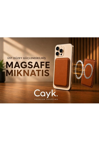 . Magsafe Uyumlu Cüzdan Deri Kartlık V2 Güçlendirilmiş Mıknatıs İphone, Samsung Kahverengi