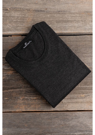 Woolen World Bisiklet Yaka Battal Büyük Boy Yünlü Triko Kazak Antrasit