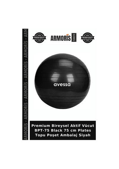 Premium Bireysel Aktif Vücut Bpt-75 Black 75 Cm Plates Topu Poşet Ambalaj Siyah