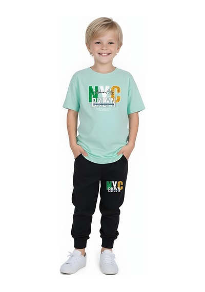 Fyk Kids Erkek Çocuk Mevsimlik Nyc Broklyn Baskılı Alt-üst Takım Mint Yeşil Fyk Kids Erkek Çocuk Mevsimlik Nyc Broklyn Baskılı Alt-üst Takım Mint Yeşil