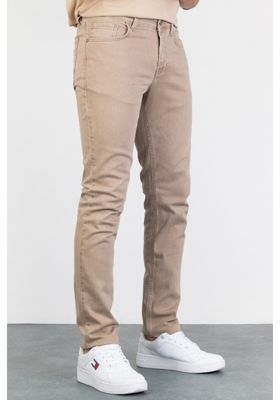 HLT Jeans Erkek Bej Taşlamalı Slim Fit Likralı Jean Kot Pantolon Jeff