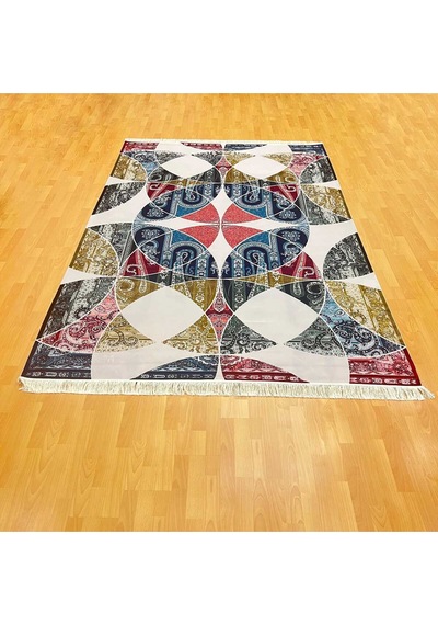 Geometrik Desenli 200 X 300 İpek Halı Çok Renkli