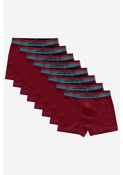 Malabadi Erkek Çocuk Bordo 8 Li Paket Pamuk Elastan Boxer 208