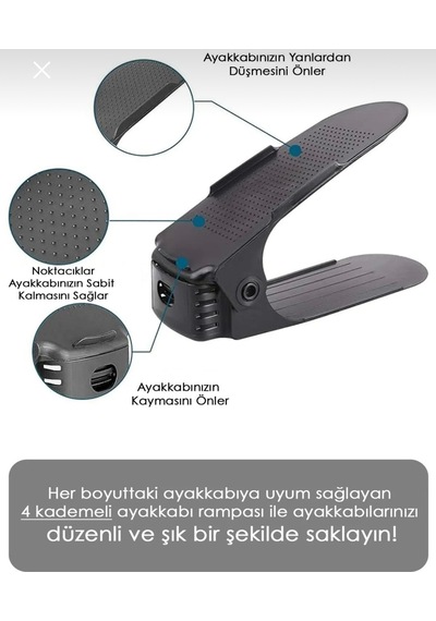 1 Adet Ayarlanabilir Ayakkabı Rampası Plastik Siyah Cn Diğer
