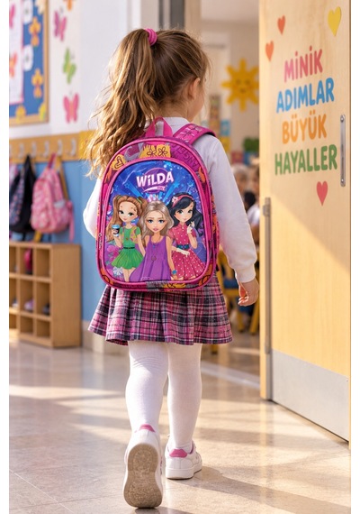 Wilda Girl Anaokulu Okul Çantası Çocuk Sırt Çantası Günlük Okul Kullanımı 30 X 22 X 13 Cm Çok Renkli