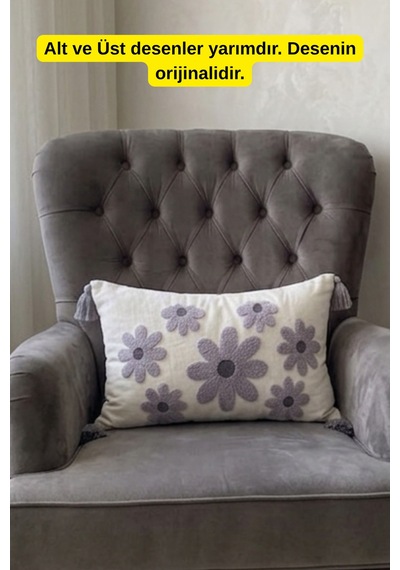 1 Adet Punch Nakışlı & Desenli Kırlent Kılıfı Gri - 863776114 Gri