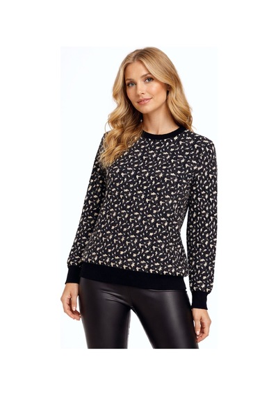 Gürkan Kadın Leopar Desen Triko Kazak Bgl-st05287 Füme