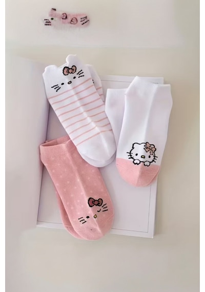 Hitit Socks Kadın 5 Çift Günlük Kullanıma Uygun Sevimli Kedi ... Çok Renkli