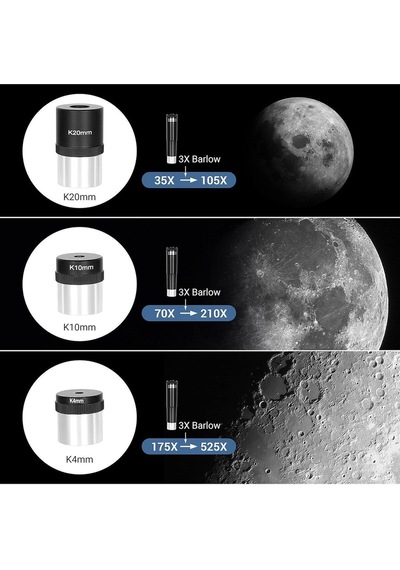 70/700 Refraktör Teleskop Astronomi Profili 525x Büyütme Yıldızlı Teleskop