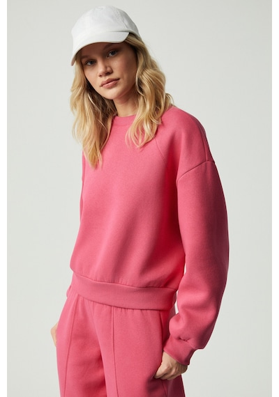 Grımelange MORGANA Kadın Bisiklet Yaka Uzun Kollu Pembe Sweatshirt