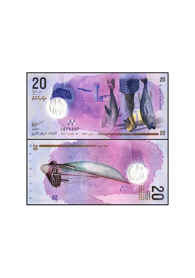 Maldivler 2020 Yılı 20 Rufiyaa Polimer Kağıt Para Çil Unc Koleksiyon Para