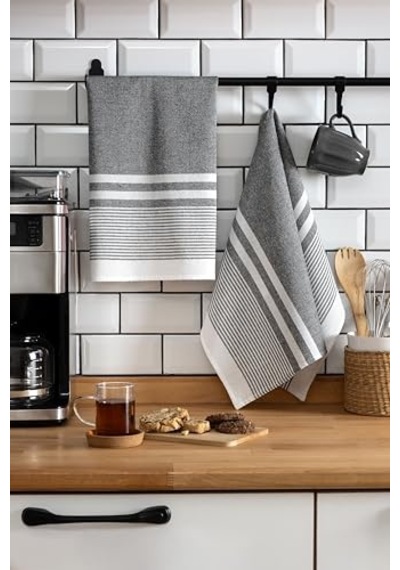Vionel Home 2'li Kurulama Bezi,%100 Pamuk Yüksek Su Emici, Beslenme Örtüsü, Çok Amaçlı Servis Peçetesi 45x60cm Açık Gri