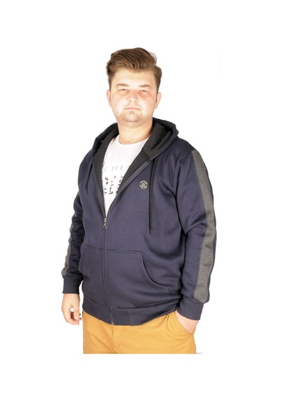 Mode Xl Büyük Beden Erkek Sweatshirt Arm Strap 21503 Lacivert 001