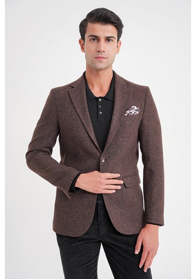 Efor C 718 Ceket Slim Kahve Kahverengi
