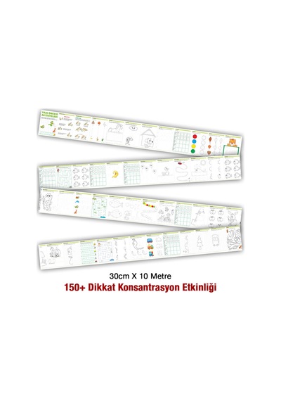 Kalem Tutma Anaokulu Yazı Öncesi Etkinlik Rulosu 150+ Egzersiz Büyük Boy Toplam 10 Metre - 808534305