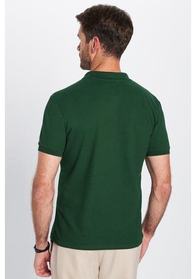 Tudors Erkek Slim Fit Dar Kesim Pamuklu Yumuşak Dokulu Serin Tutan Kumaş Düz Pike Haki Polo Yaka Tişört-31691 Haki