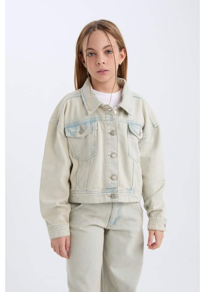 DeFacto Kız Çocuk Jean Ceket D7104A825SPNM39 Mavi