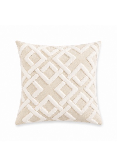 Maze 43x43 Cm Dekoratif Kırlent Kılıfı Geometrik Dokulu Modern Koltuk Yastık Kılıfı Krem