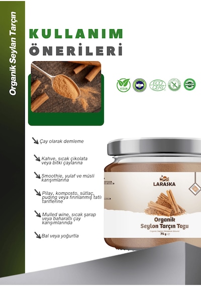Organik Seylan Tarçın Toz 75g- Organik Seylon Tarçın Toz 75g - Organic Ceylon Cinnamın Powder 75g