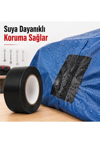 Sanplaza Siyah Tamir ve İzolasyon Bandı 48mm 10mt Suya Dayanıklı Duct Tape Sırdırmazlık Bandı 2 Adet -