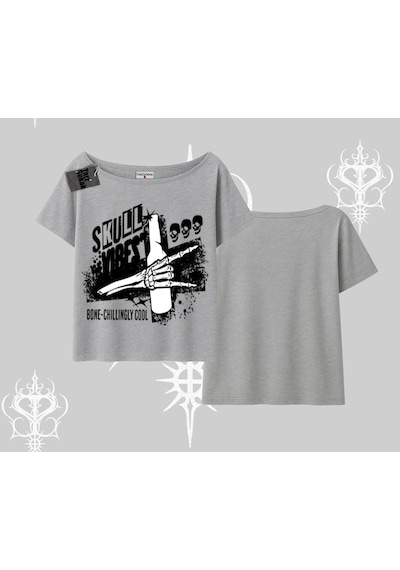 Tarzsokak Kayık Yaka Tshirt Skull Impact Bone Chilling Street Icon Gri