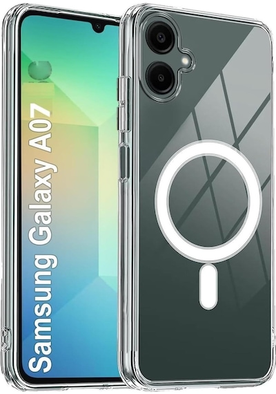 Teknomoda Samsung Galaxy A07 Kılıf Magsafe Uyumlu Manyetik Şeffaf Silikon Kapak Şeffaf