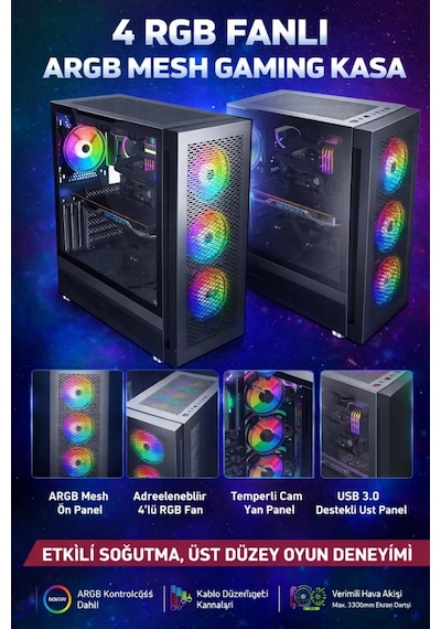 J-Tech ENTRYX i5 2300 16 GB 256 GB SSD 4 GB R7240 Free Dos Masaüstü Oyuncu Bilgisayarı