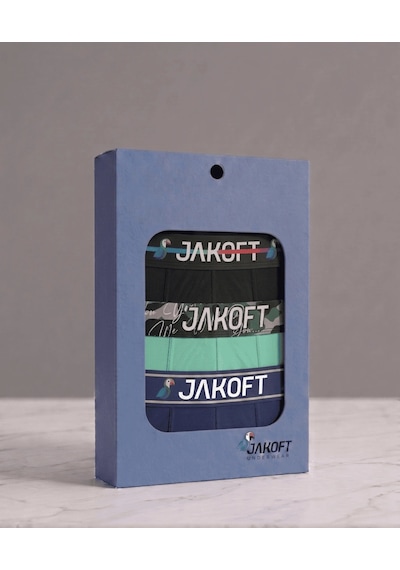 Jakoft Classic Pamuklu Erkek Boxer 3'lü Paket Yeşil - Lacivert - Siyah