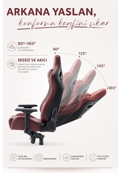 Fashcolle Grand Pro Maroon Oyuncu Koltuğu Bordo