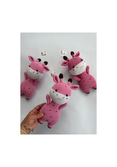 Adenya Sepeti Amigurumi Örgü Zübük Oyun-uyku Akradaşı-28 Cm-soft Pembe Çok Renkli