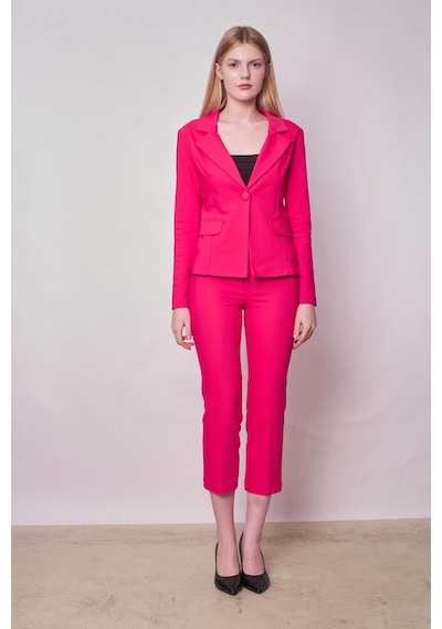 Kadın Yakalı Cep Kapaklı Uzun Kol Hafif Likralı Kumaş Blazer Ceket Pantolon Jument 40076 -fujya Fujya Kadın Yakalı Cep Kapaklı Uzun Kol Hafif Likralı Kumaş Blazer Ceket Pantolon Jument 40076 -fujya Fujya