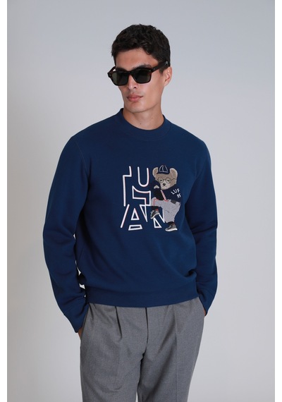 Lufian Pıtcher Erkek Sweatshirt Saks Saks 112030138100240 Saks