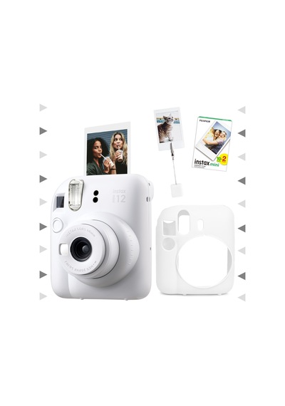 Fujifilm İnstax Mini 12 Fotoğraf Makinesi + 20'Li Film + Kıskaçlı Resim Standı + Silikon Kılıf Seti