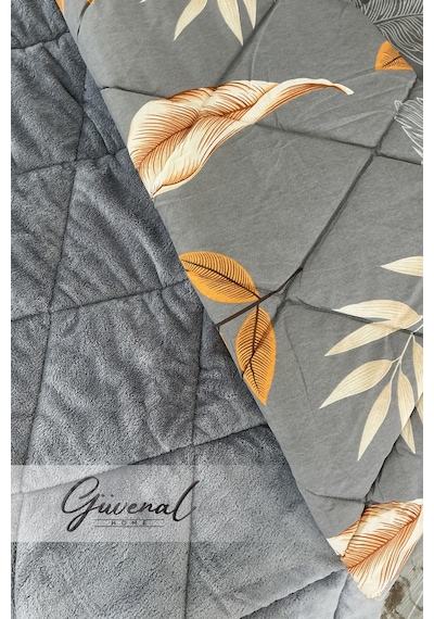 Güvenal Fiore Wellsoft Çift Taraflı Çift Kişilik Yastık Kılıflı Lastikli Çarşaflı Uyku Seti Yatak Örtüsü Yorgan Lastikli Çarşaf Yastık Kılıfı Çeyiz Uyku Gri