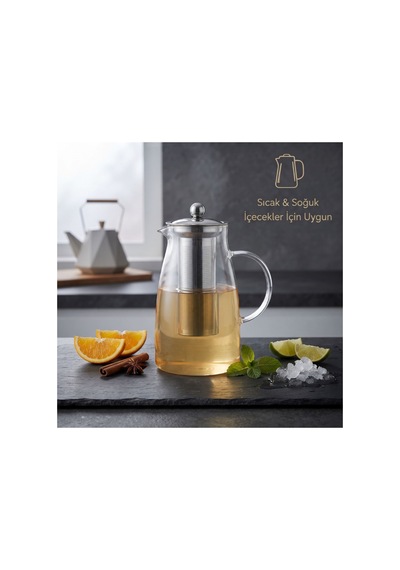 Detoks Sürahisi - 1500 Ml - Paslanmaz Çelik Filtre - Cam