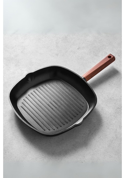 Oslo Granit Grill Tava 28 Cm Ahşap Açık Bakır