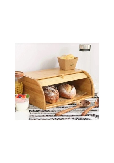 Bambu Açılır Kapanır Kapaklı Ekmek Kutusu Ekmeklik Ekmek Dolabı 38x19cm Kahverengi Kahverengi