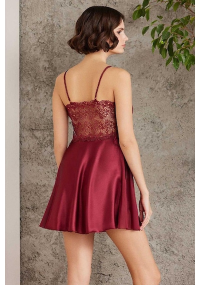 Pierre Cardin 6005 Kadın Saten Dantelli 6'lı Set-bordo Bordo