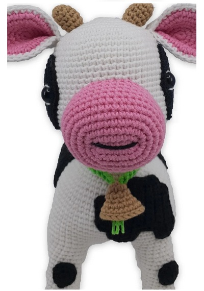 Amigurumi İnek,el Yapımı Amigurumi İnek Oyuncak Açık Kahverengi - Beyaz