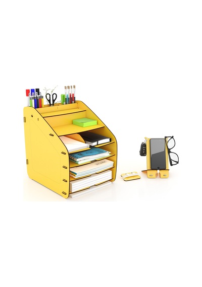 Design Otto Large Modest 6 Renk A4 Evrak Rafı Masaüstü Organizer Siyah